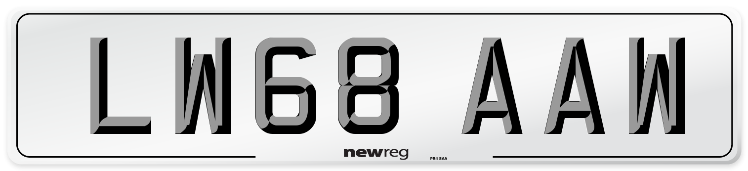 LW68 AAW Number Plate from New Reg